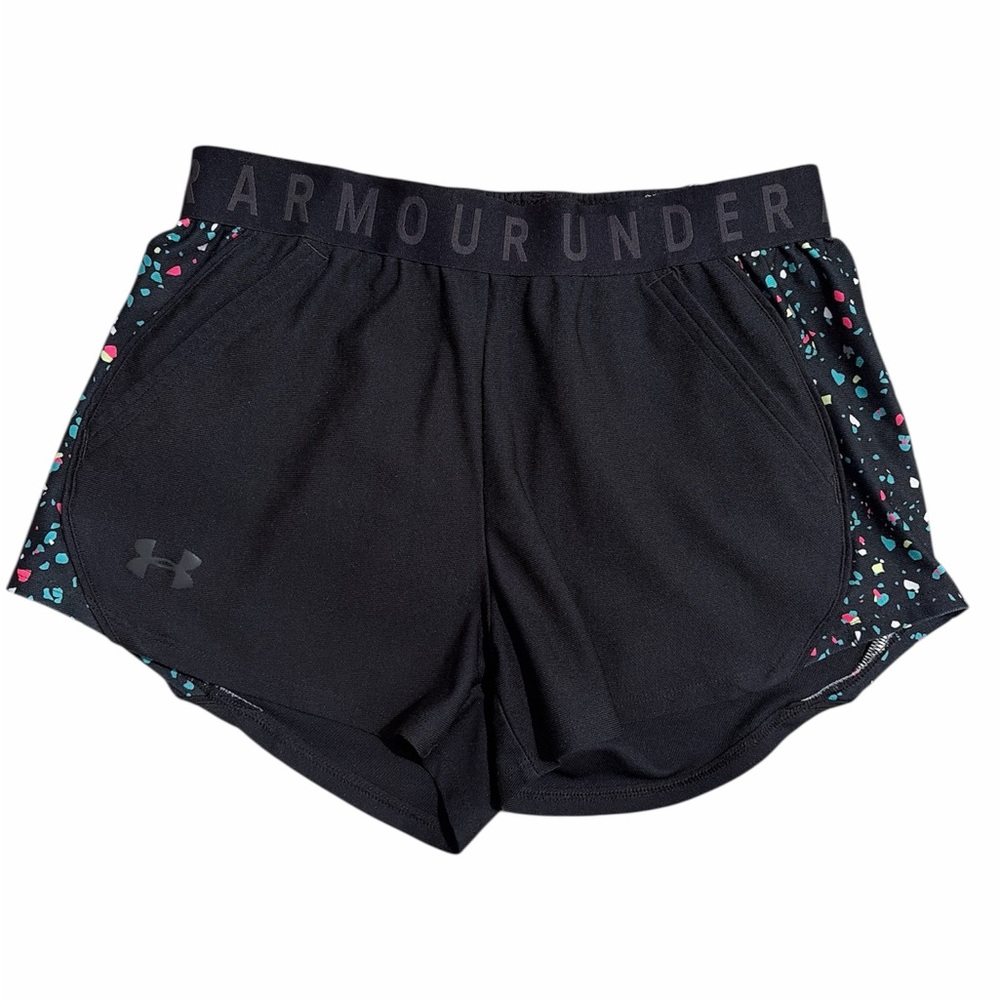 Under Armour Women's Black Athletic Shorts with Patterned Trim